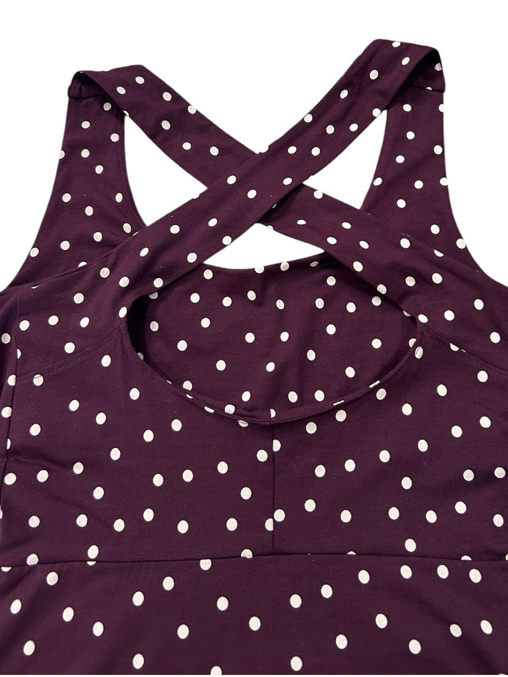 Pact Organic Fit & Flare Maxi Dress NWOT Sz S Purple White Polka Dots Cotton - Picture 10 of 16